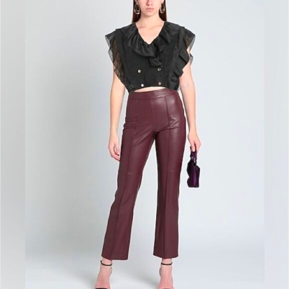Sandro Folie Ruffled Crop Top Black Linen Blend Ruffle Cropped Top Size 0